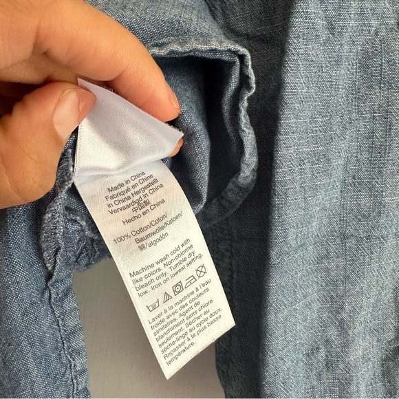 J.Crew Chambray collarless tuxedo shirt size small - Picture 9 of 9